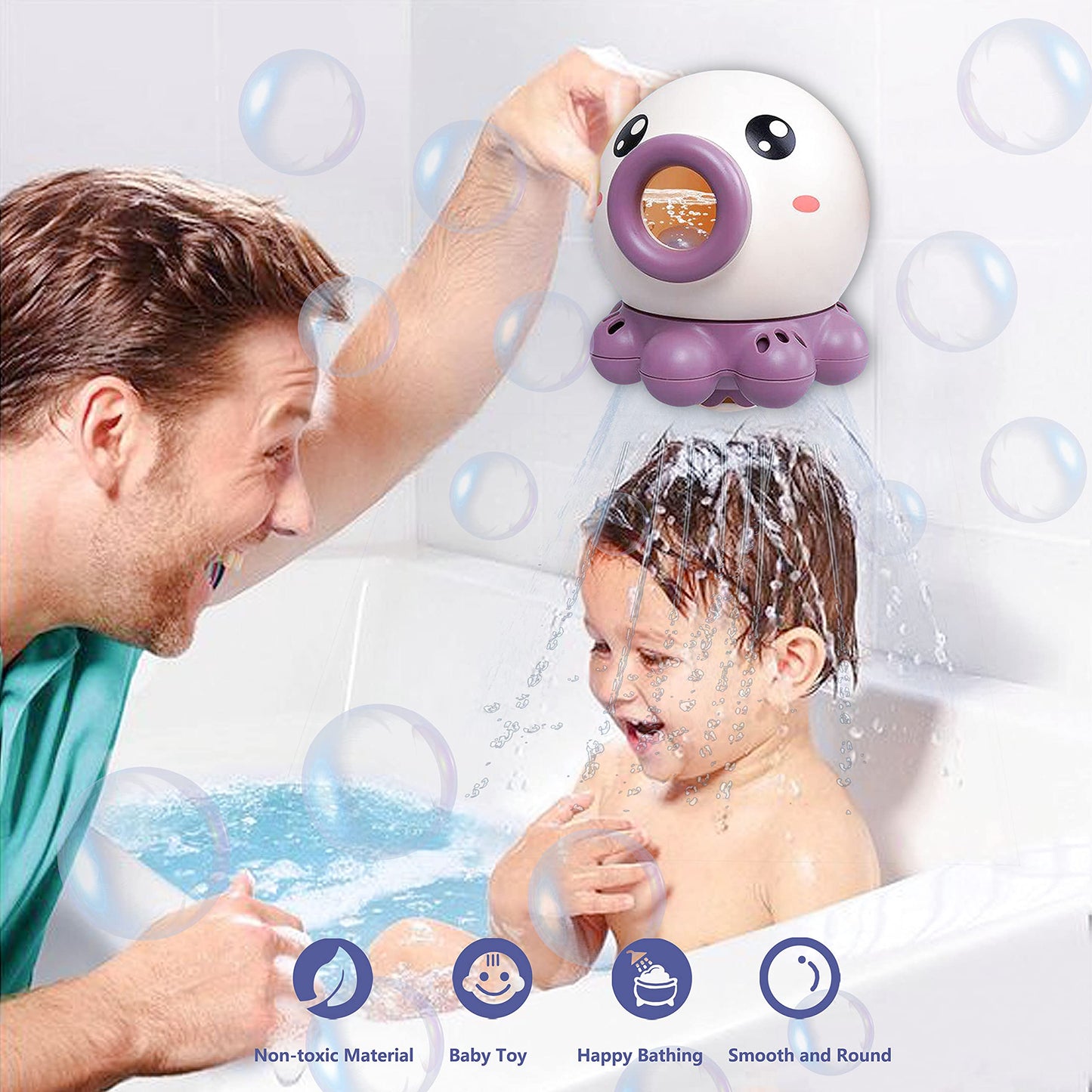 Children Toys - Octopus Fountain Bath Toy Water Jet Rotating Shower Bathroom Toy Summer Water Toys Sprinkler Beach Toys Kids Water Toys