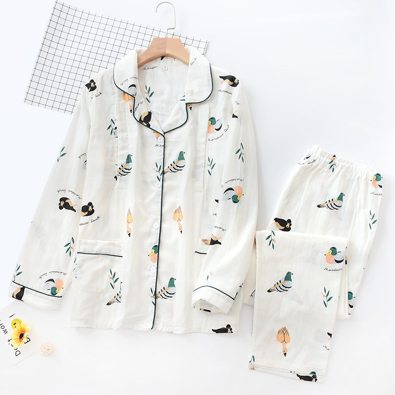 Women’s Pajamas - Spring And Autumn Pure Cotton Gauze Thin and comfortable PJs