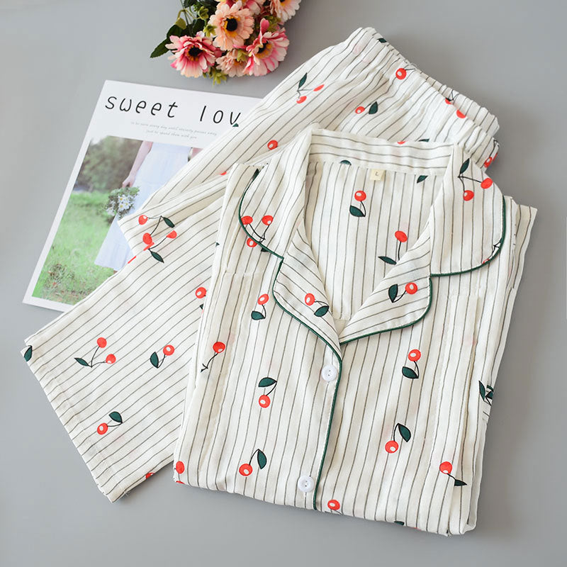 Women’s Pajamas - Spring And Autumn Pure Cotton Gauze Thin and comfortable PJs