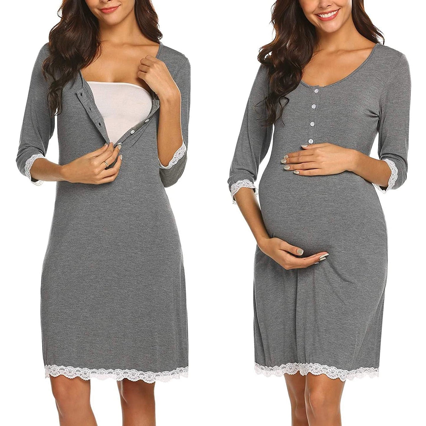 Maternity dress - Pregnant Women Breastfeeding Five-point Sleeve Dress