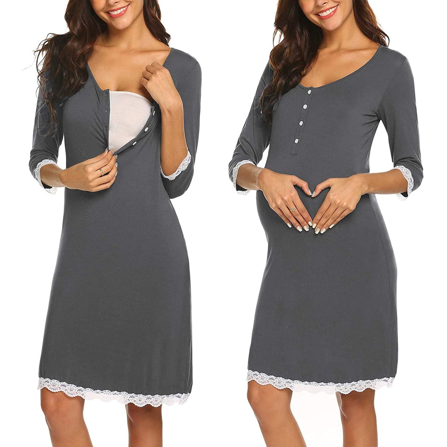 Maternity dress - Pregnant Women Breastfeeding Five-point Sleeve Dress