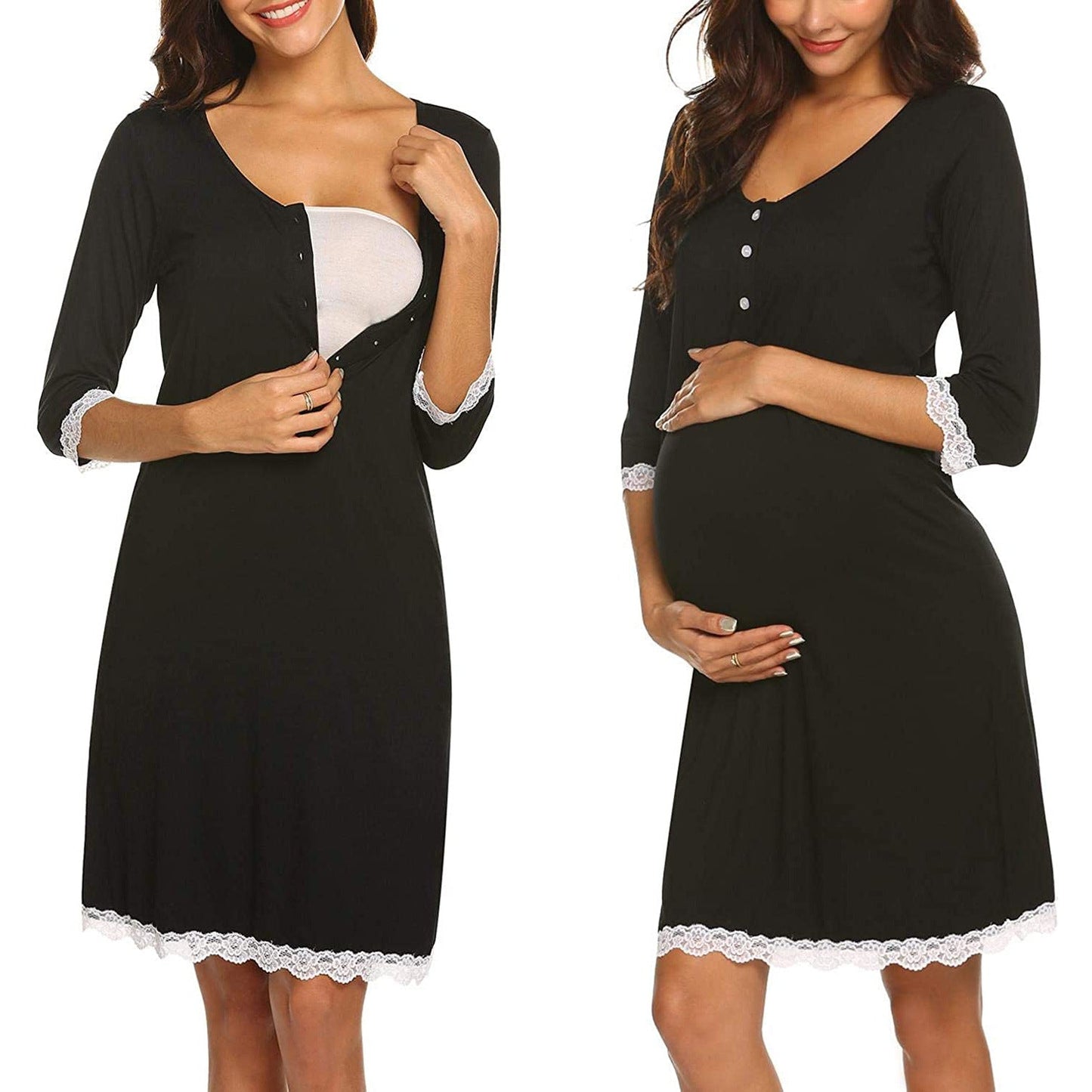 Maternity dress - Pregnant Women Breastfeeding Five-point Sleeve Dress