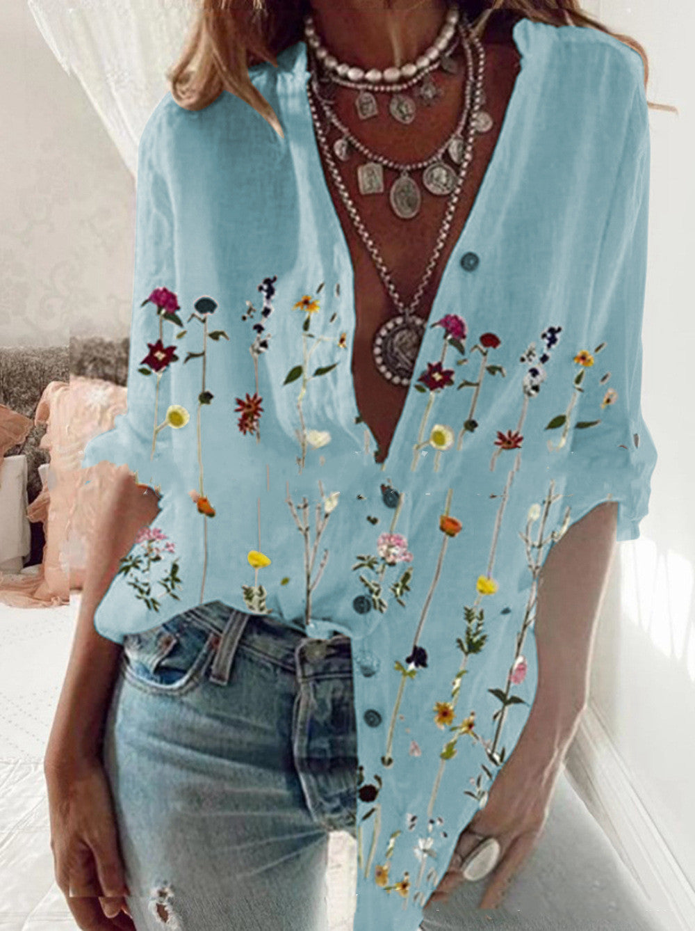 Women’s Shirt - European And American Casual Ladies Shirt