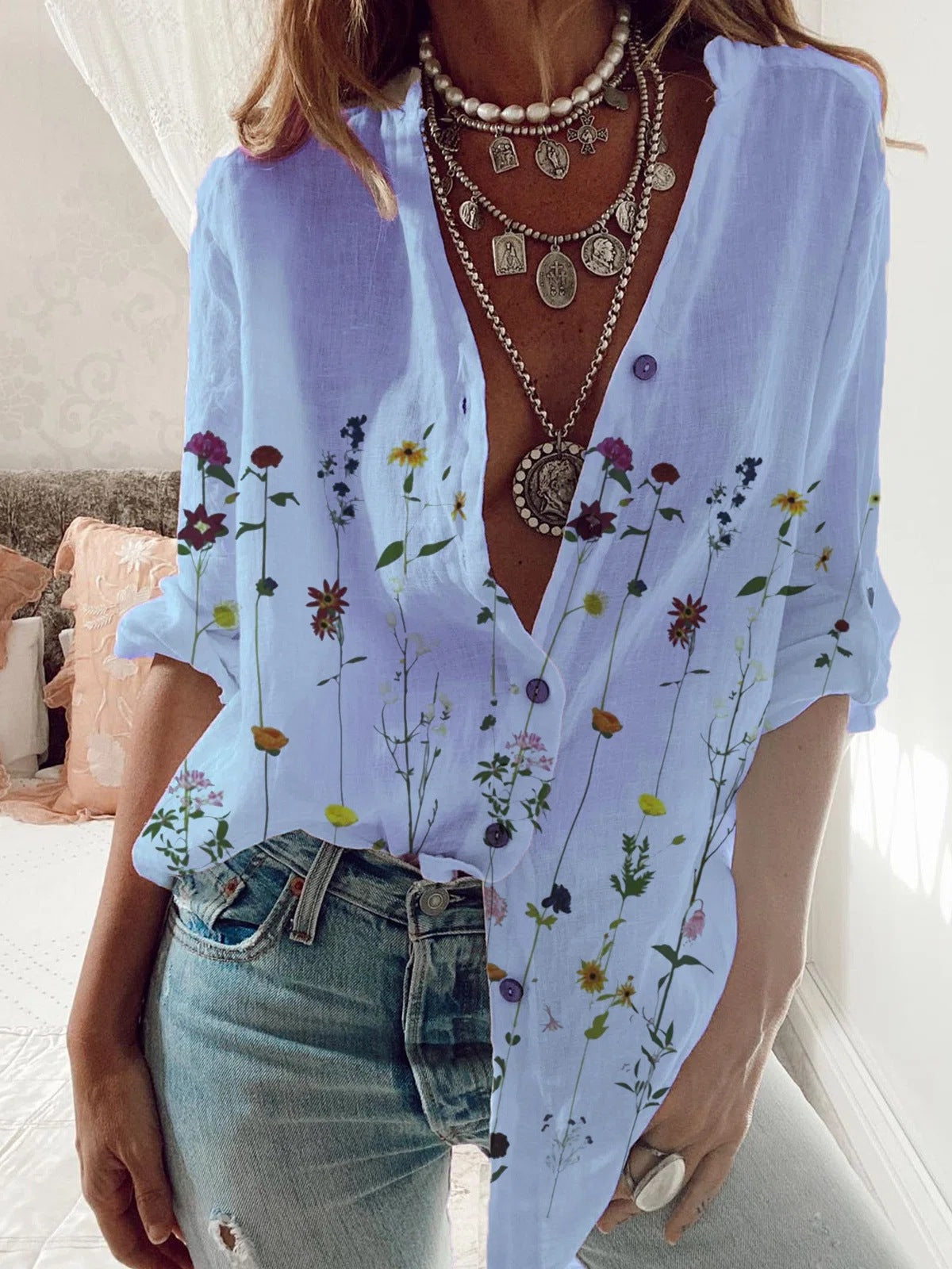 Women’s Shirt - European And American Casual Ladies Shirt