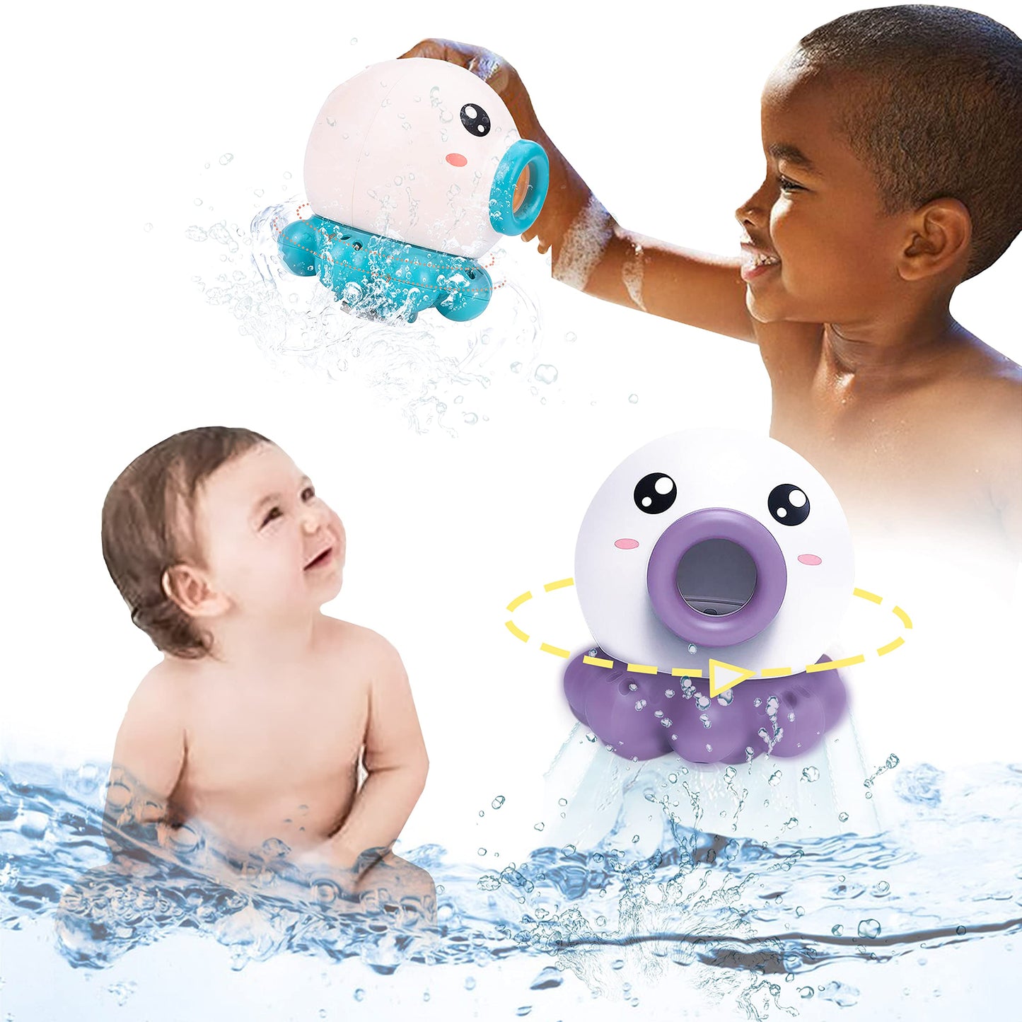Children Toys - Octopus Fountain Bath Toy Water Jet Rotating Shower Bathroom Toy Summer Water Toys Sprinkler Beach Toys Kids Water Toys