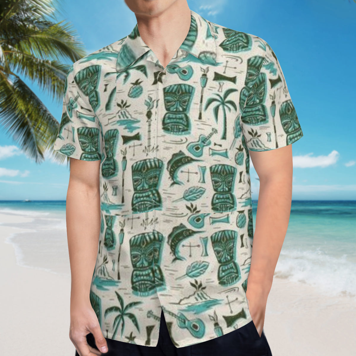 Button up shirt - green tikis