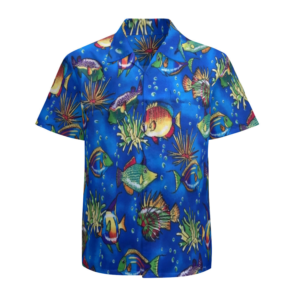 Royal blue fish Hawaiian shirt