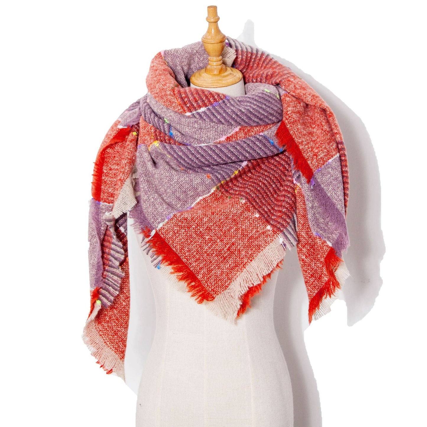 Women’s Neck Scarf - Autumn And Winter Ribbon Large Plaid Triangle Scarf Women's Shawl