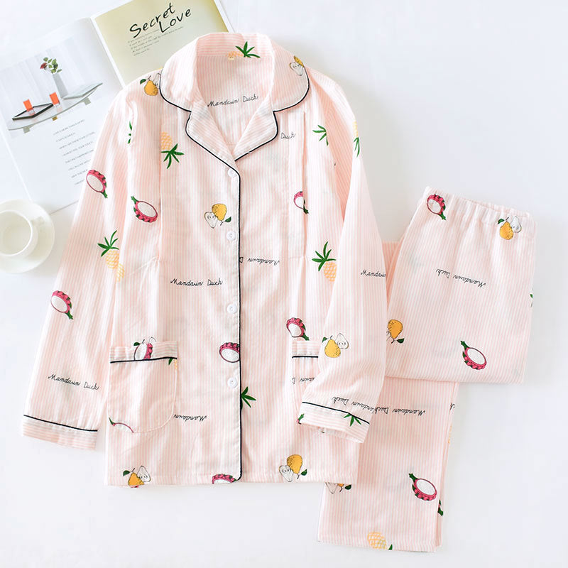 Women’s Pajamas - Spring And Autumn Pure Cotton Gauze Thin and comfortable PJs