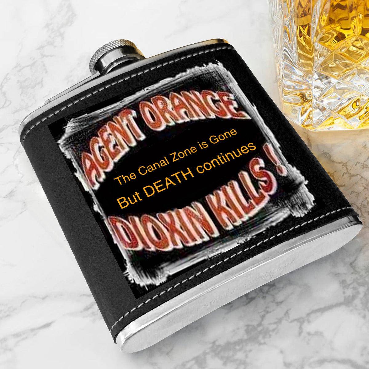 Panama Canal Zone veteran Flask 6 oz - Dioxin Kills