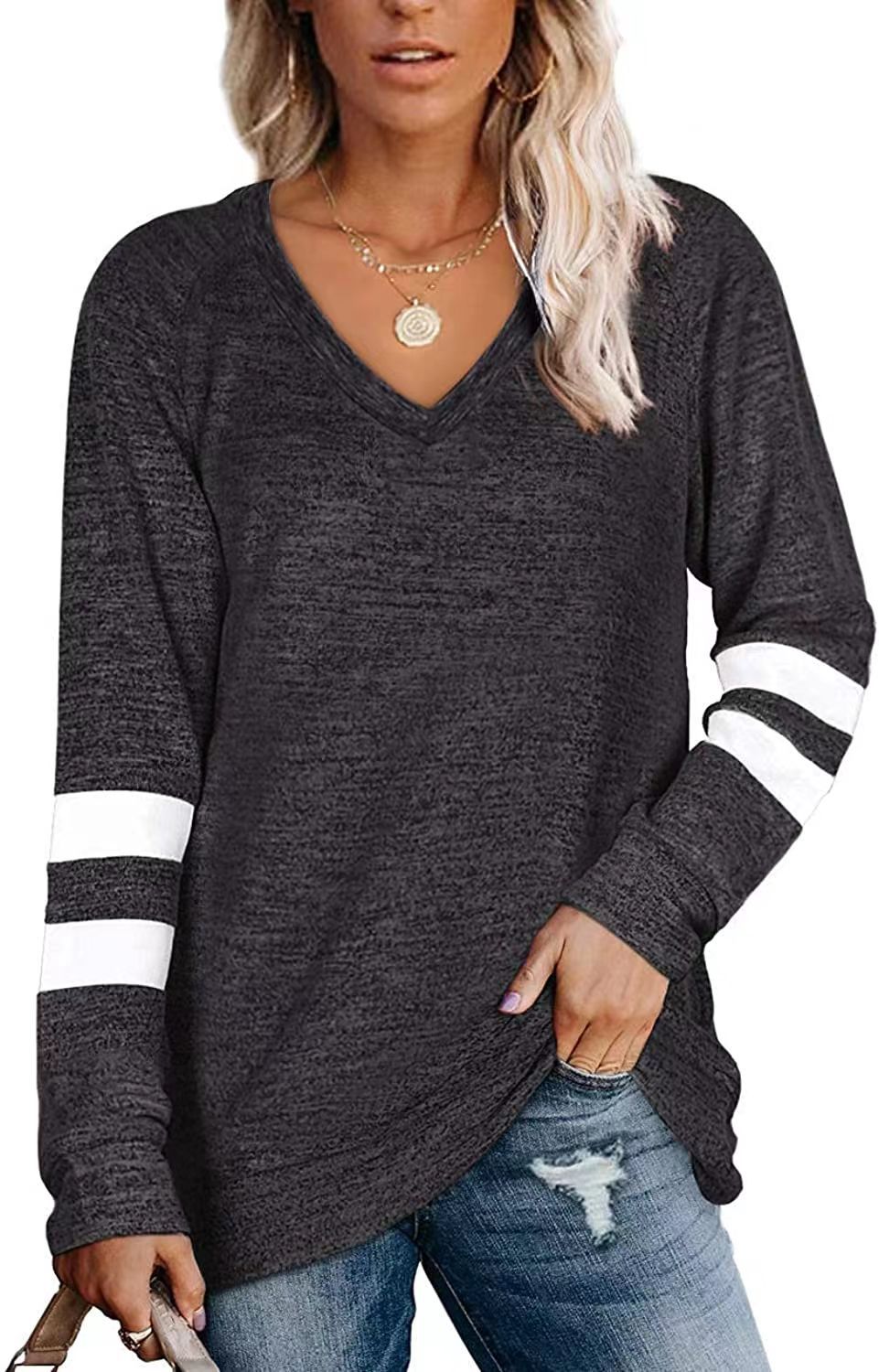 Women’s Long sleeve Tshirt - Loose-fitting Casual T-shirt Top