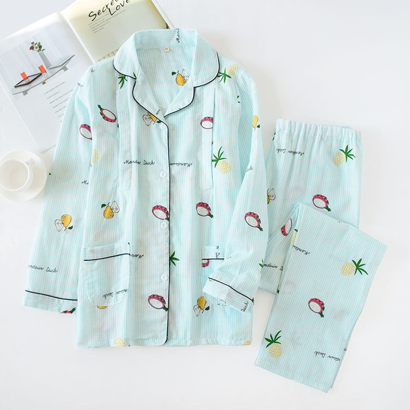 Women’s Pajamas - Spring And Autumn Pure Cotton Gauze Thin and comfortable PJs