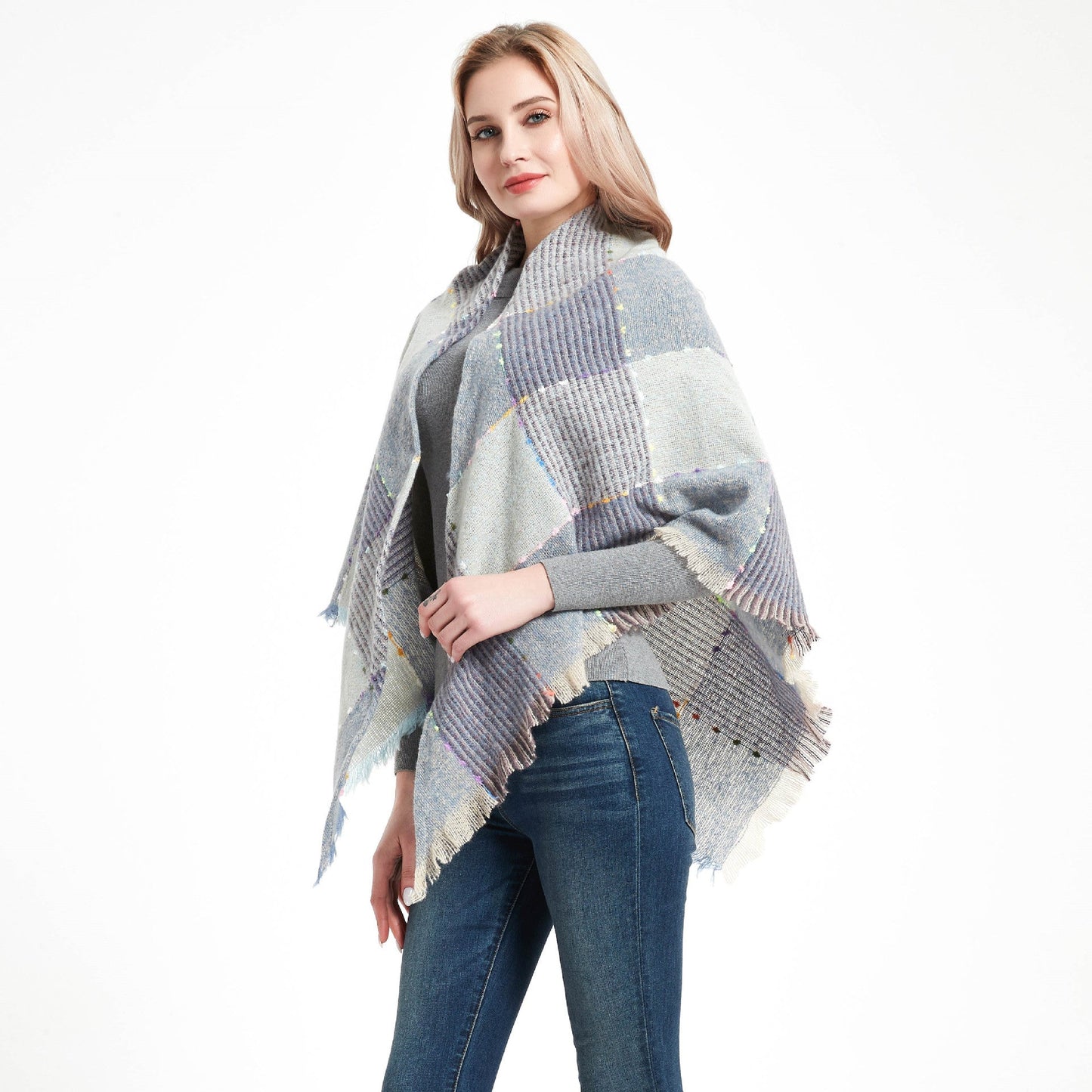 Women’s Neck Scarf - Autumn And Winter Ribbon Large Plaid Triangle Scarf Women's Shawl