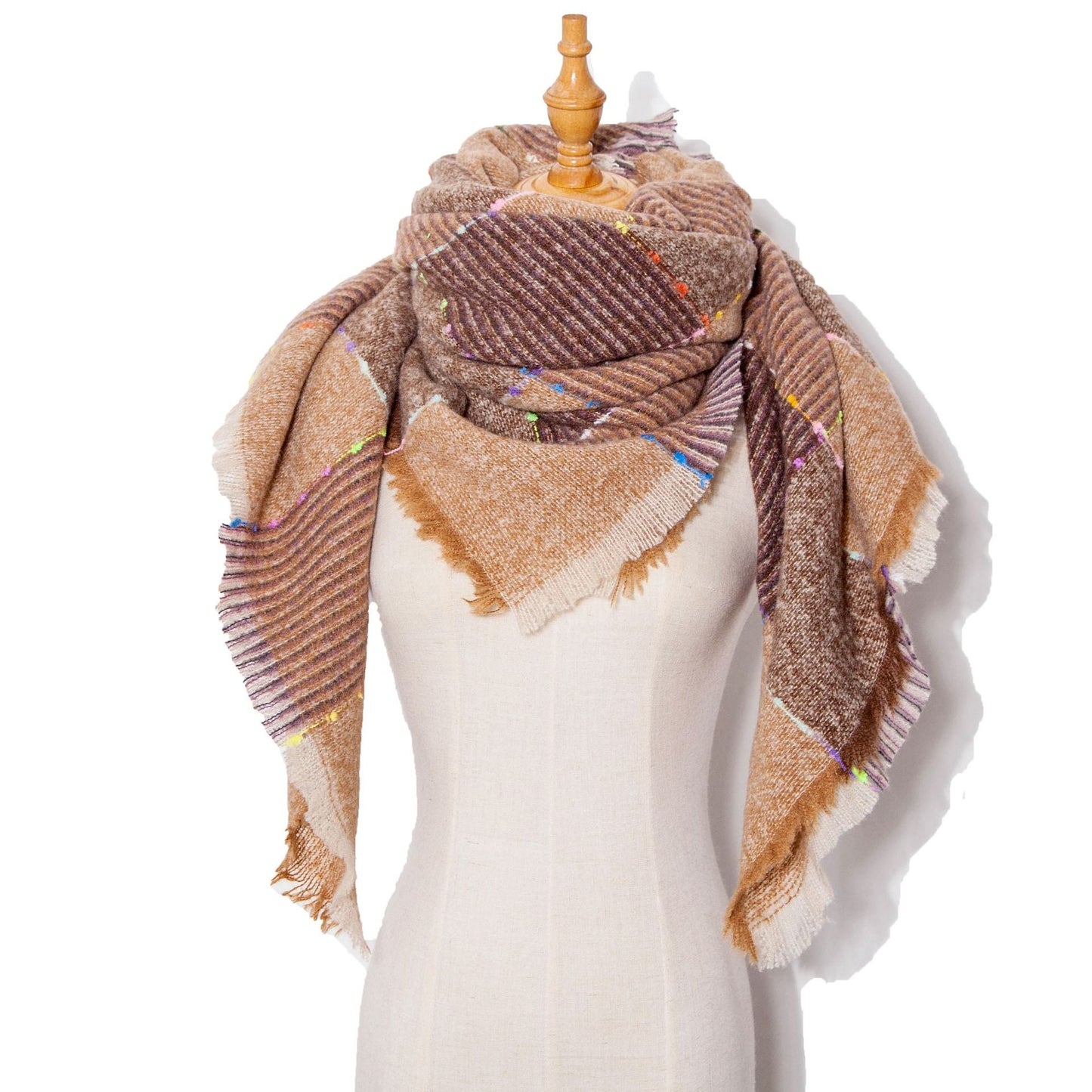 Women’s Neck Scarf - Autumn And Winter Ribbon Large Plaid Triangle Scarf Women's Shawl