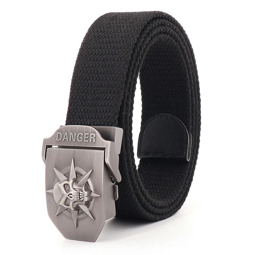 Panama Canal Zone Veterans - Skull Alloy Thickened Canvas Belt Lengthened Automatic Buckle
