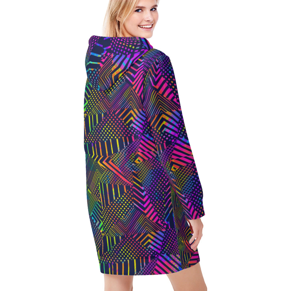 Wild design multicolor sweatshirt dress for those chilly swim days