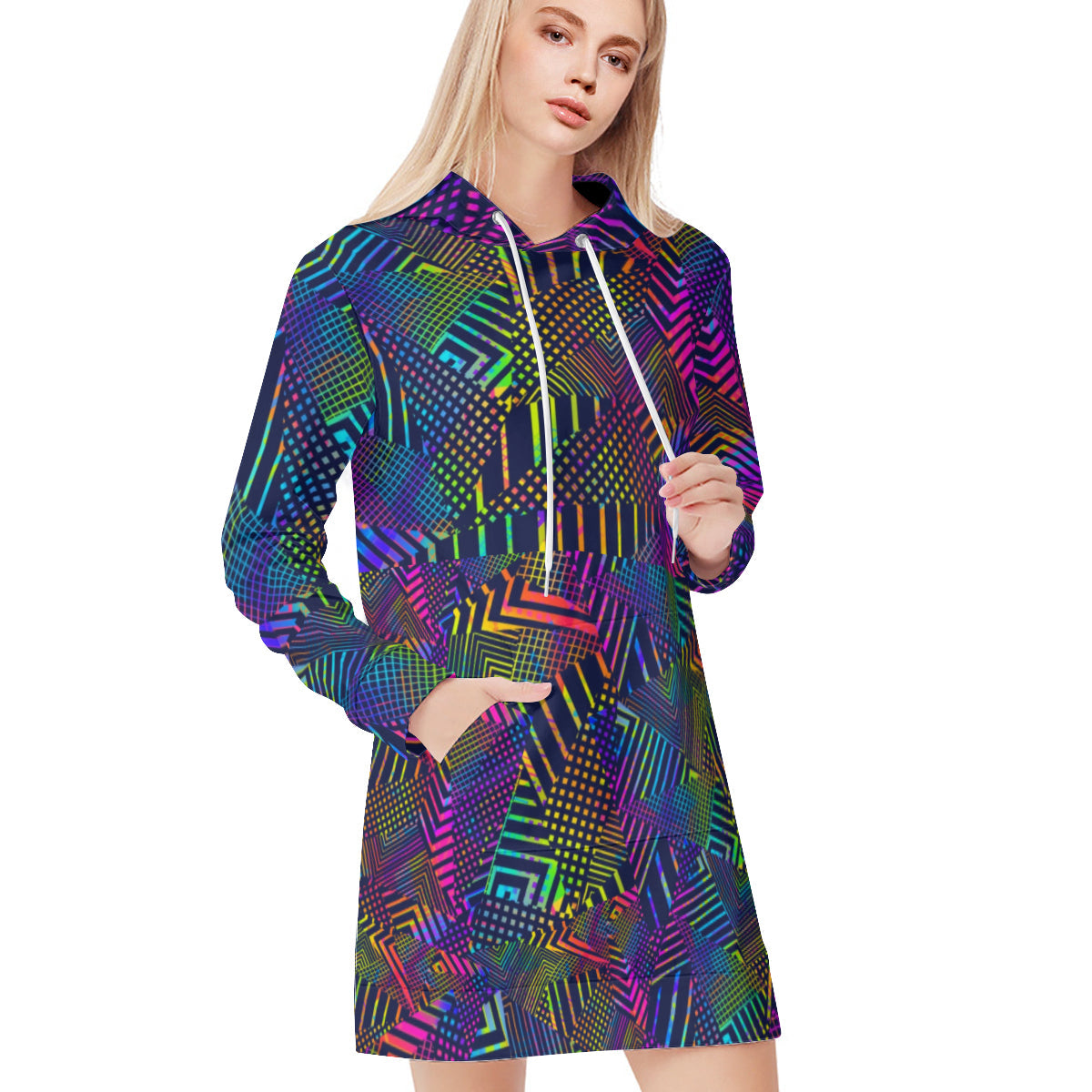 Wild design multicolor sweatshirt dress for those chilly swim days