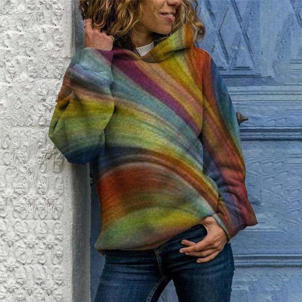 Women’s Sweater - Hooded Long Sleeve Digital Printing Loose Casual Sweater For Women