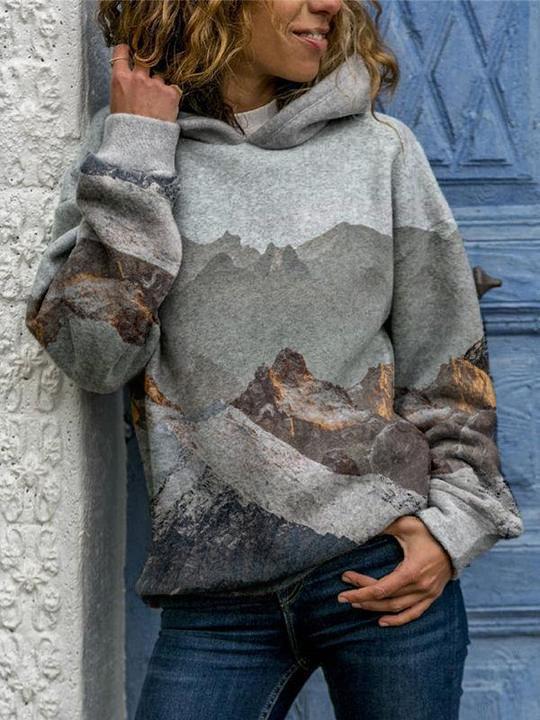 Women’s Sweater - Hooded Long Sleeve Digital Printing Loose Casual Sweater For Women