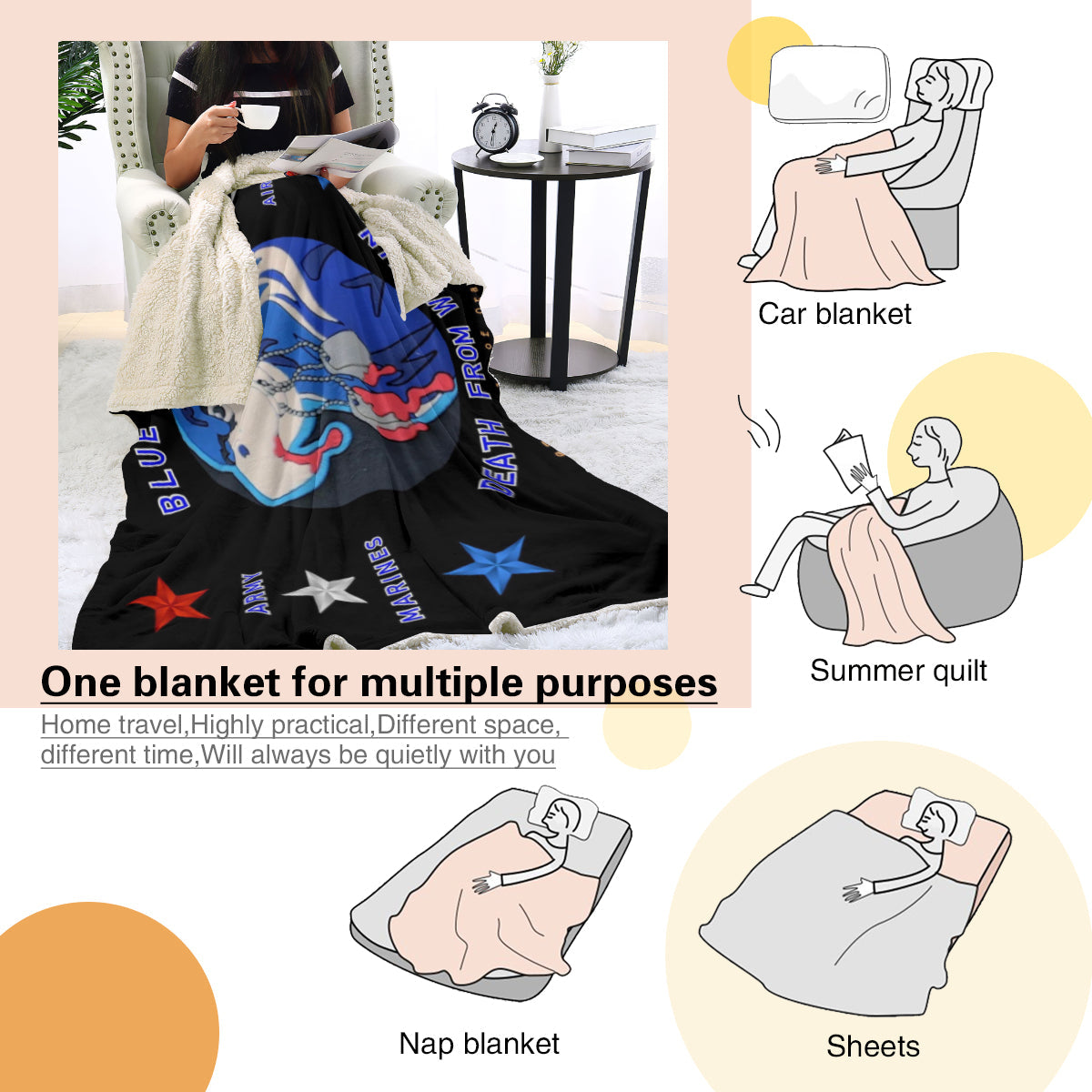 Panama Canal Zone Veterans - Blue Falcon Sherpa Type Cozy Blanket