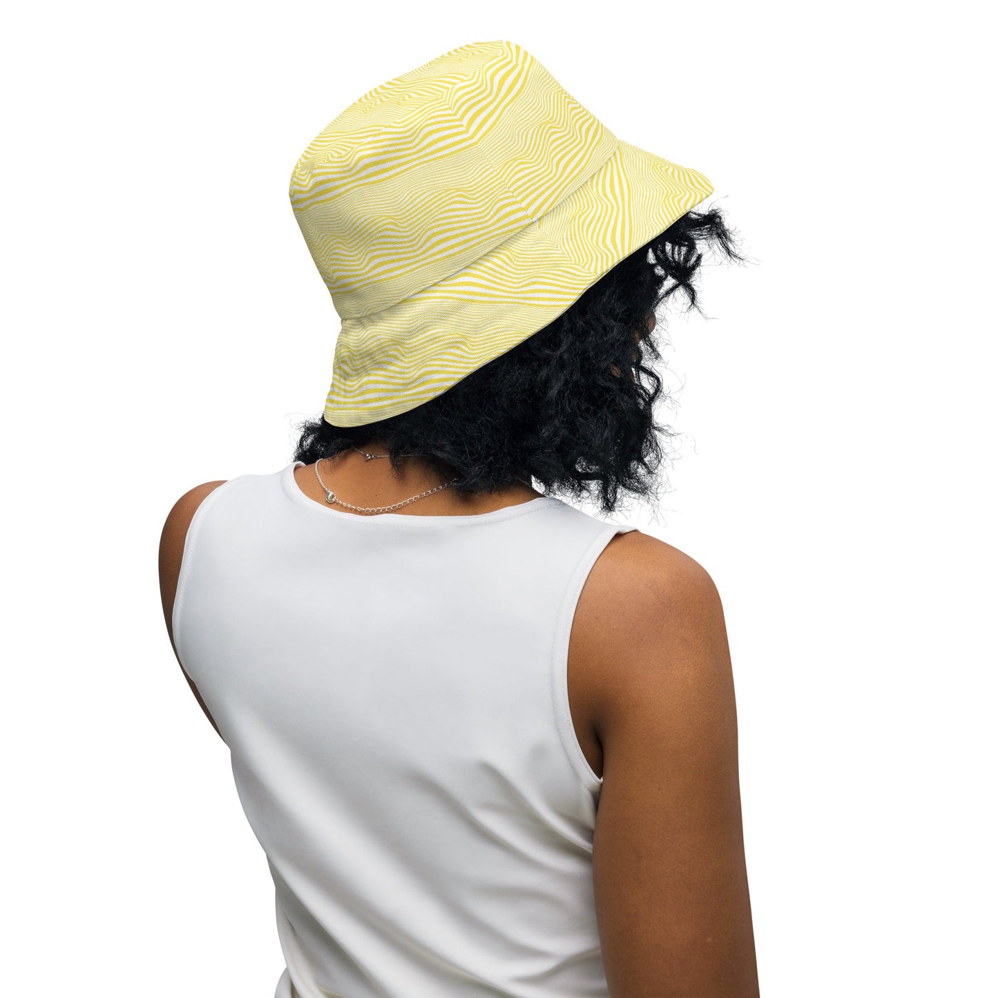 Reversible bucket hat spring pink and yellow design no. 1