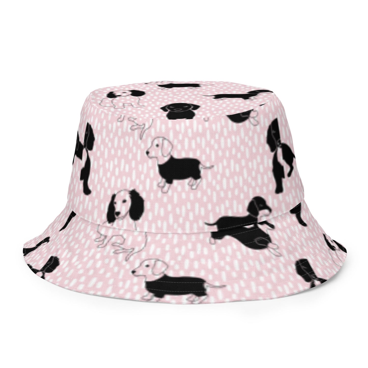 Reversible bucket hat dogs in pink and white design with pink on reverse no. 1