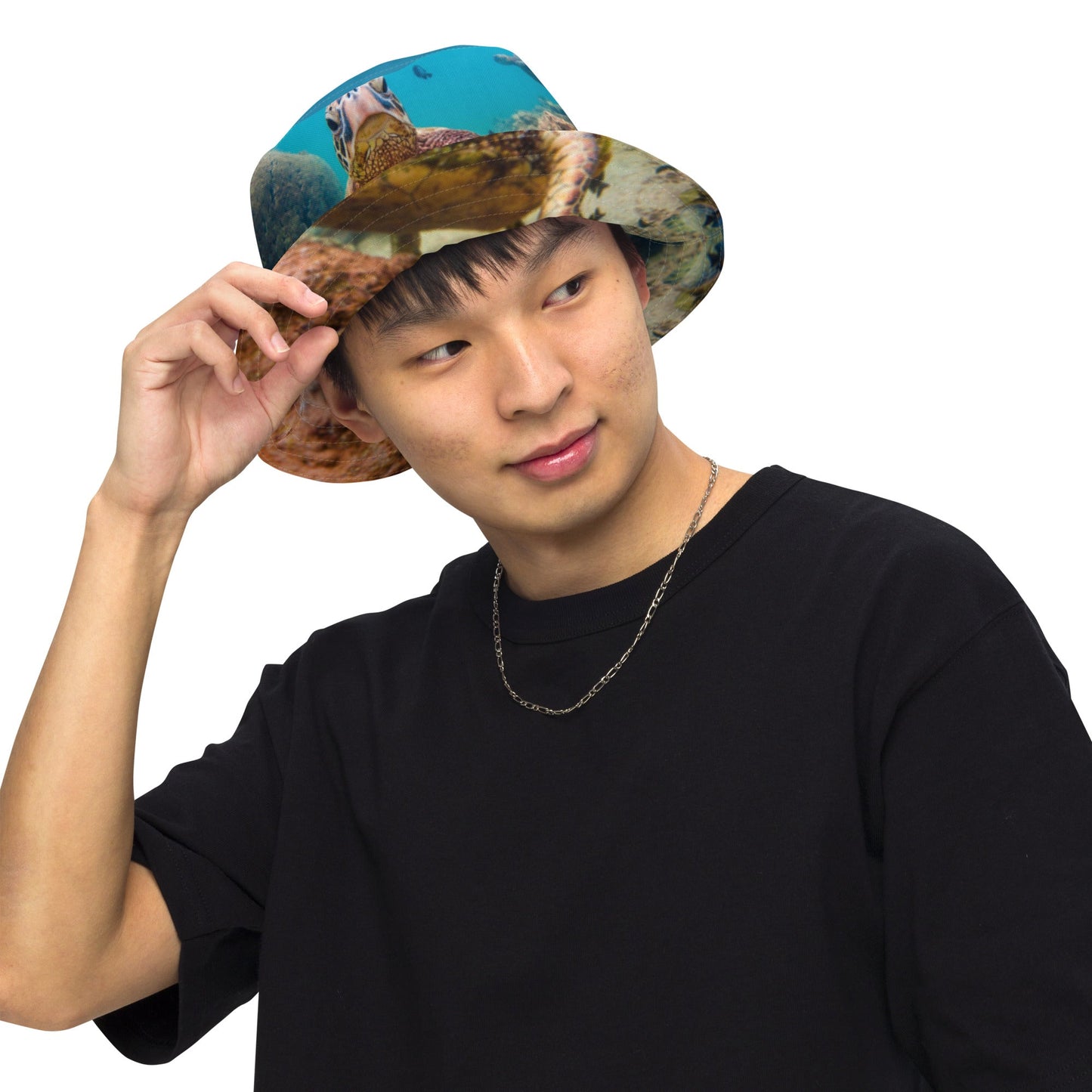 Reversible bucket hat Turtle Design No. 3