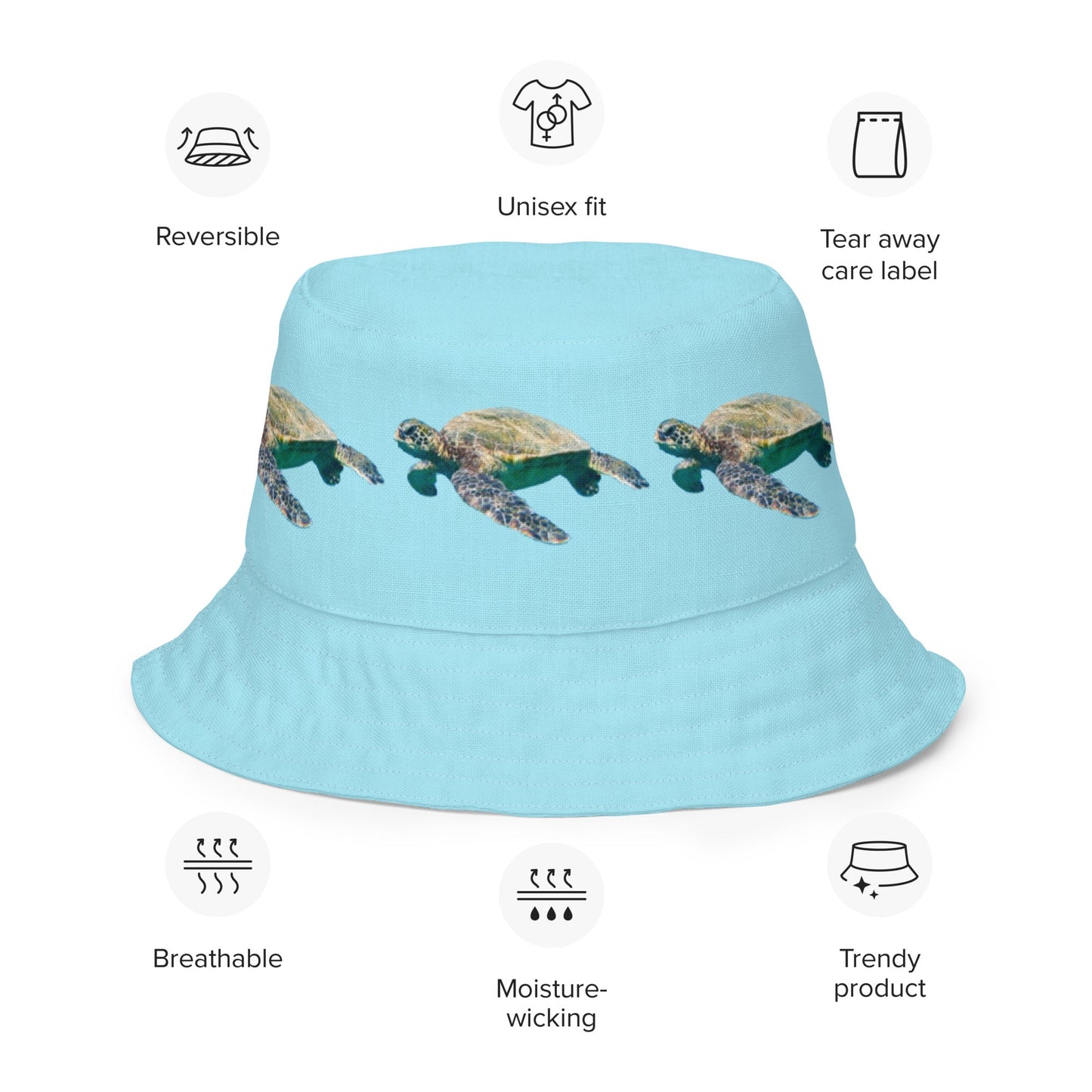 Reversible bucket hat Turtle Design No. 6