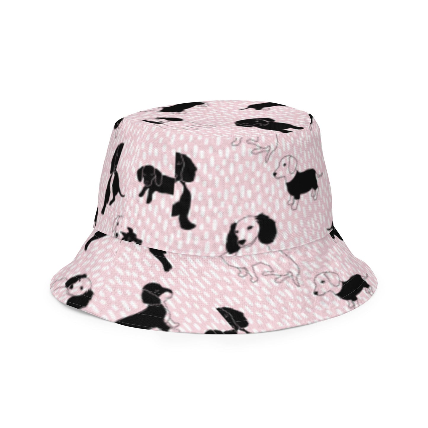 Reversible bucket hat dogs in pink and white design with pink on reverse no. 1