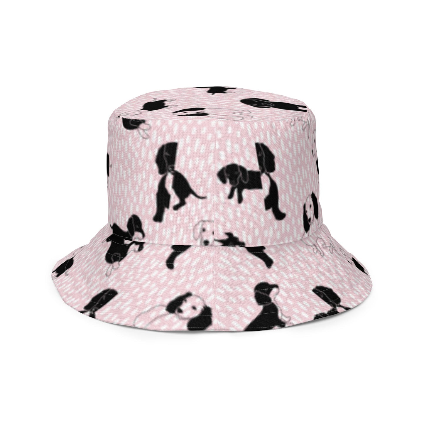 Reversible bucket hat dogs in pink and white design with pink on reverse no. 1