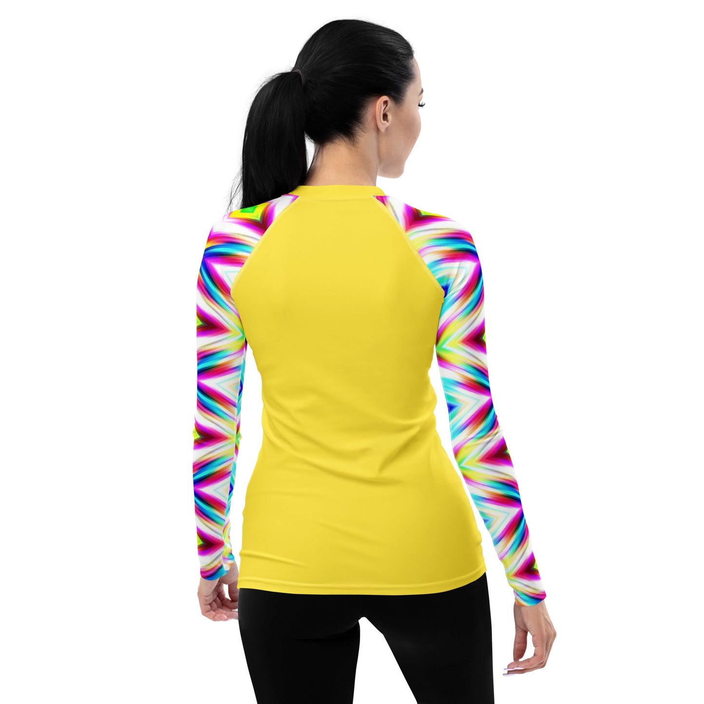 Rashguard - Yellow with colorful sleeves Women's Rash Guard