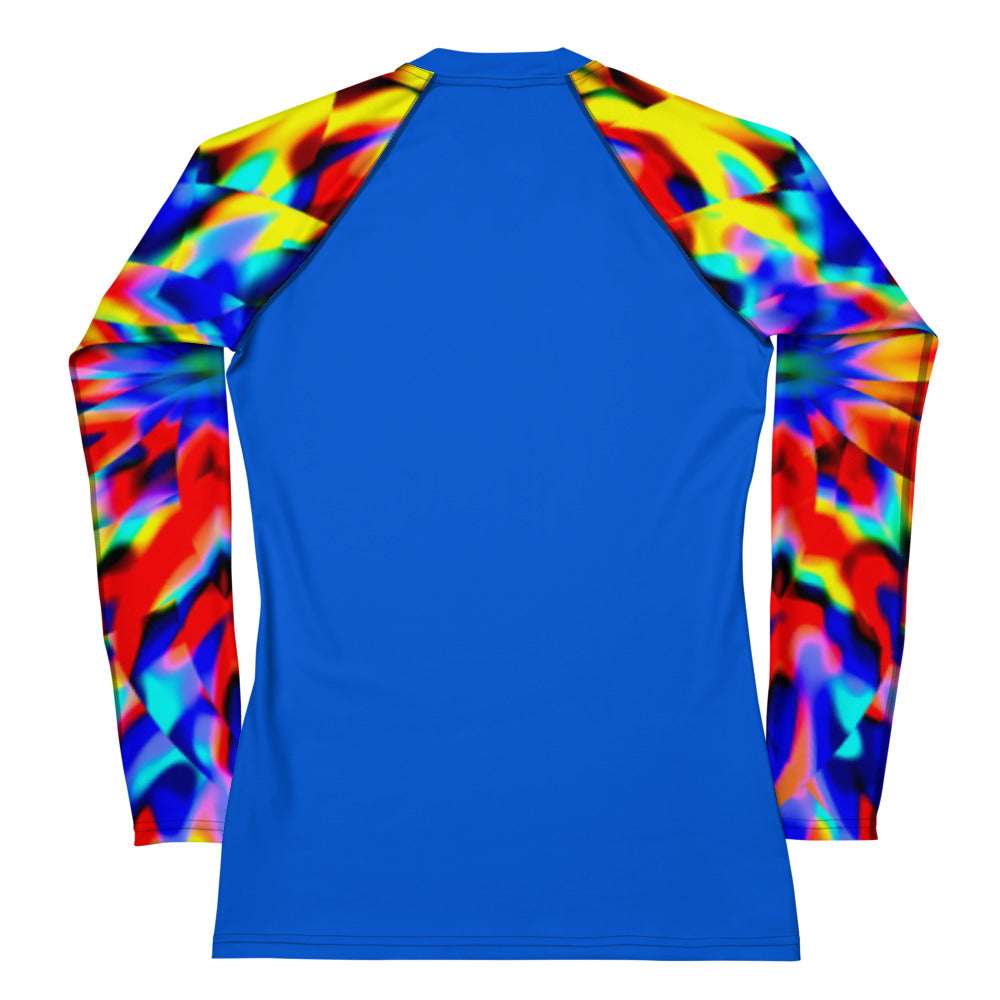 Rashguard - Blue with colorful sleeves Women's Rash Guard