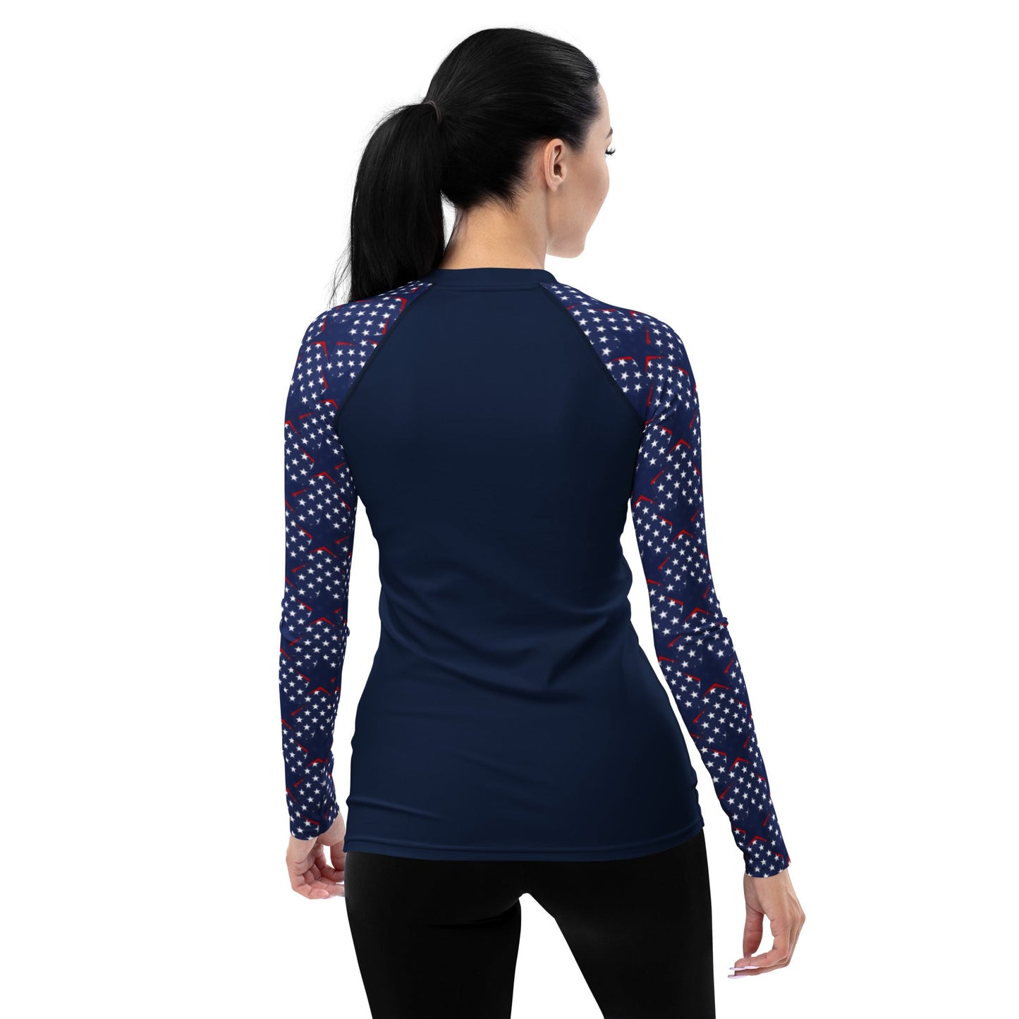 Rashguard - Women's Rash Guard dark blue with stars on sleeves