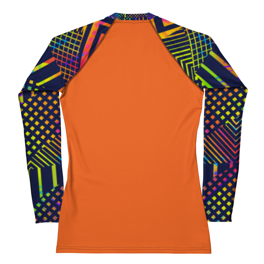 Rashguard - Women's Rash Guard Orange with edgy colorful sleeves