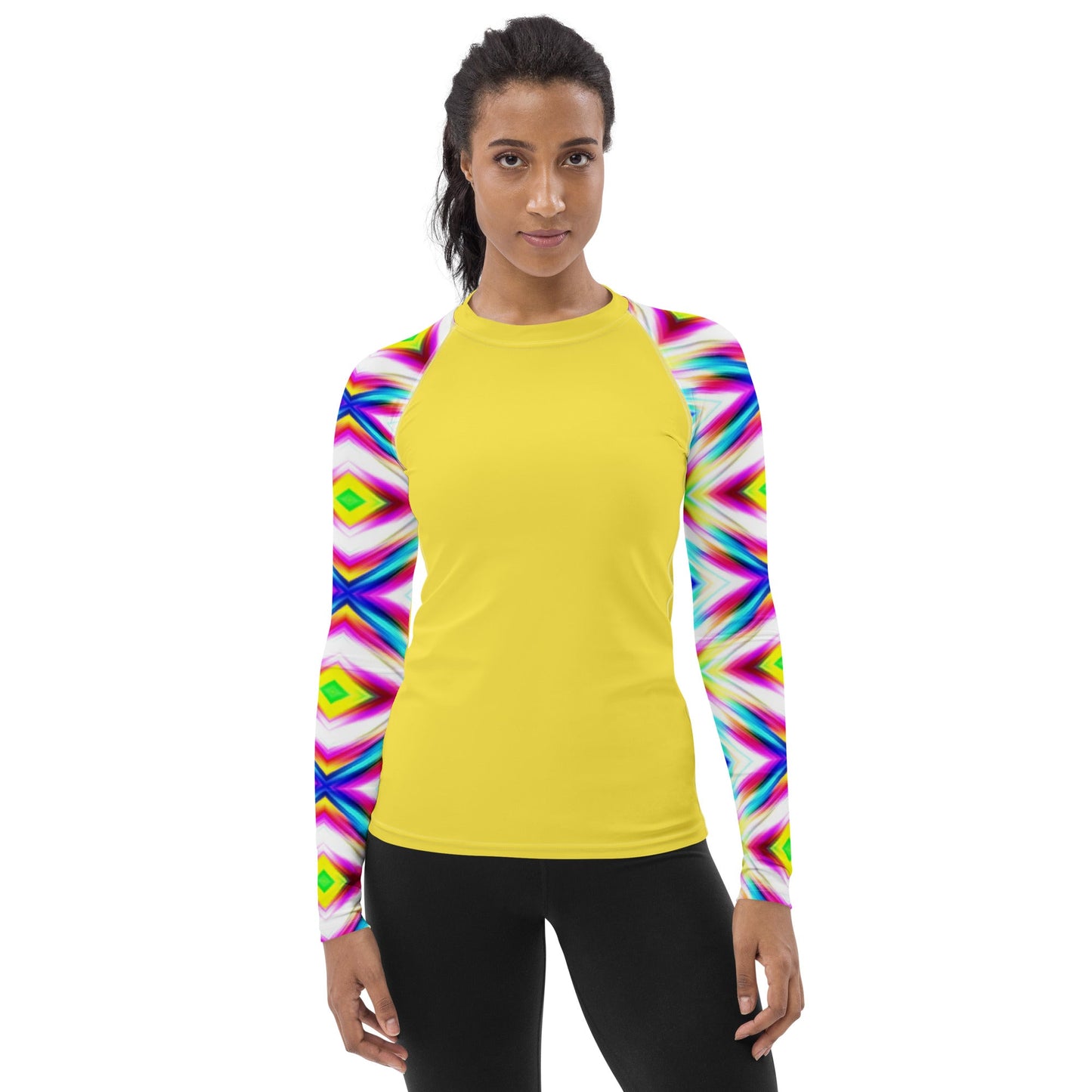 Rashguard - Yellow with colorful sleeves Women's Rash Guard