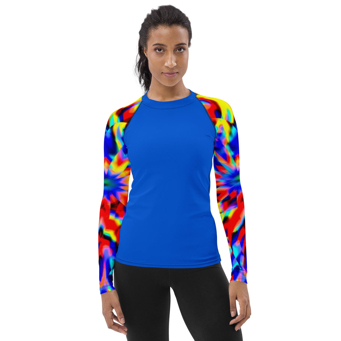Rashguard - Blue with colorful sleeves Women's Rash Guard