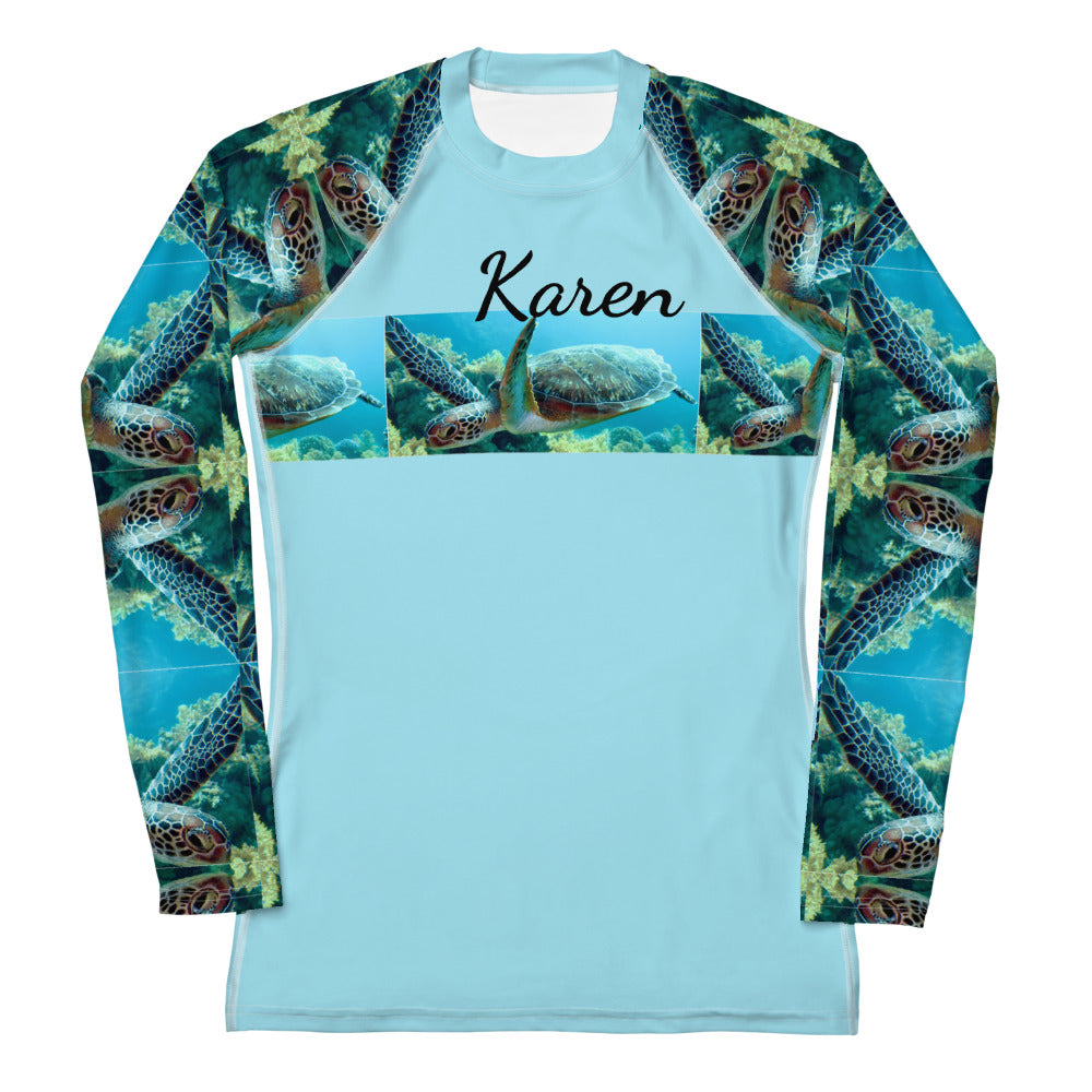 Rahsguard - Women's Rash Guard Turtle Design No. 3