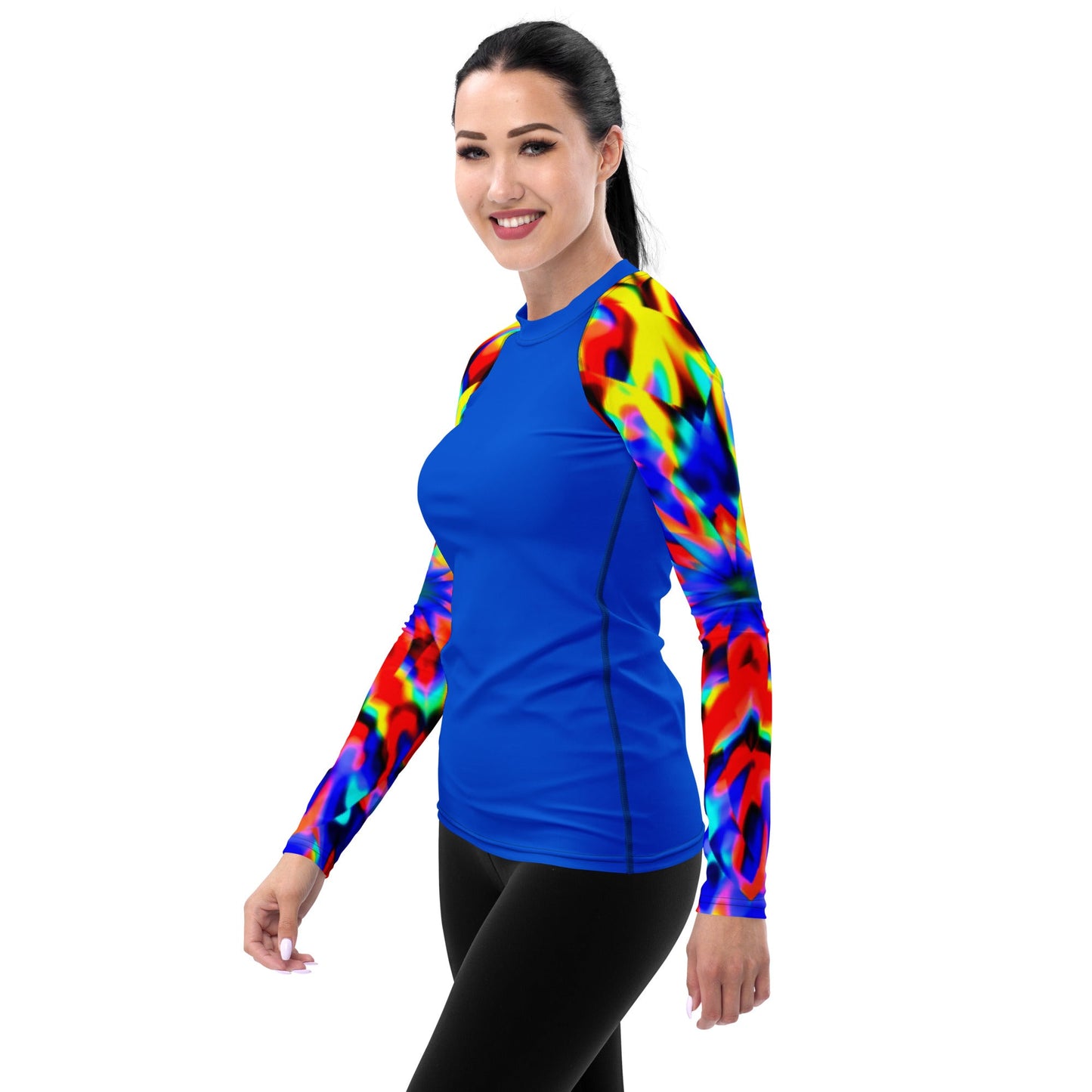 Rashguard - Blue with colorful sleeves Women's Rash Guard
