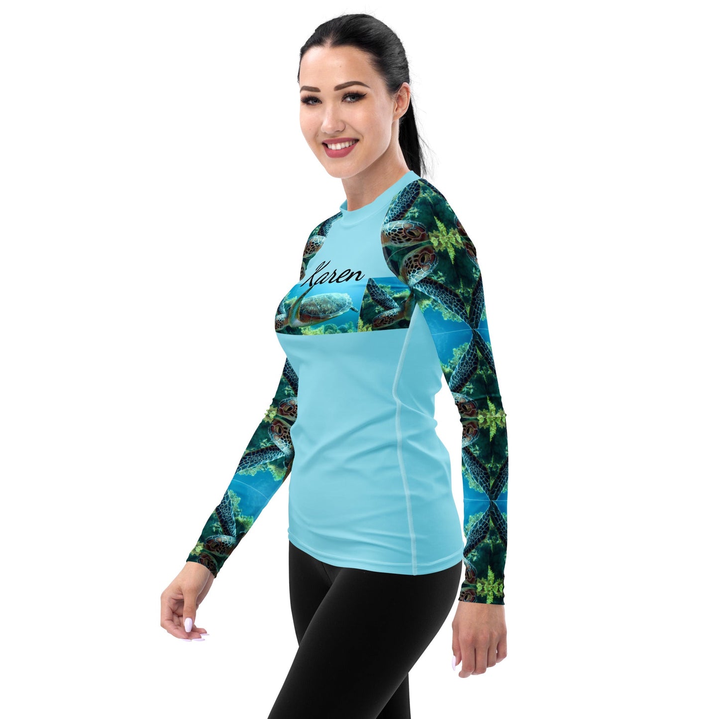 Rahsguard - Women's Rash Guard Turtle Design No. 3
