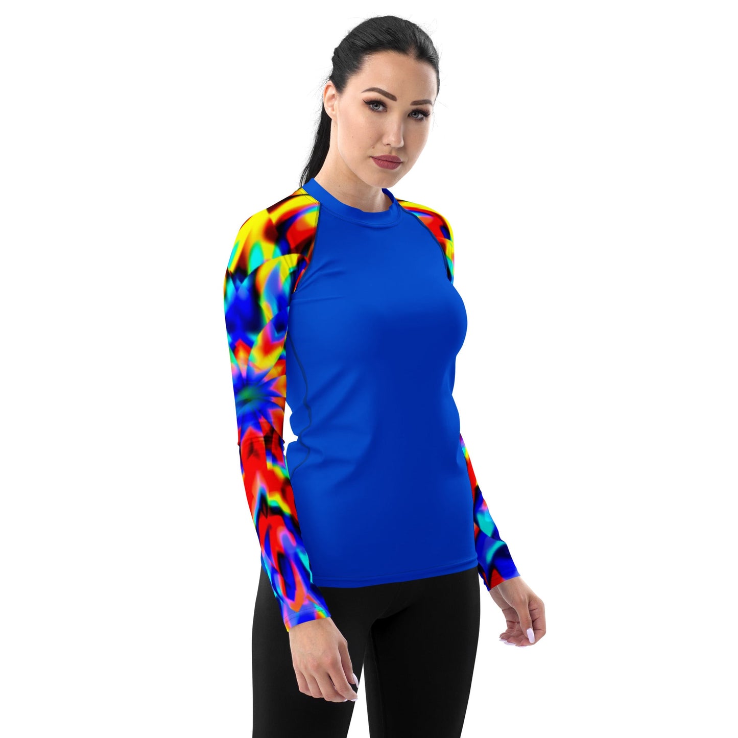 Rashguard - Blue with colorful sleeves Women's Rash Guard