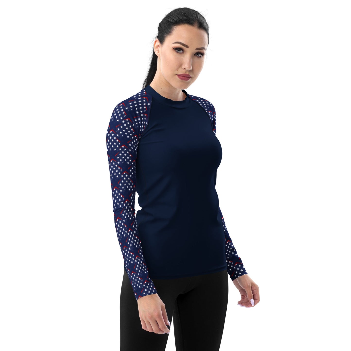Rashguard - Women's Rash Guard dark blue with stars on sleeves