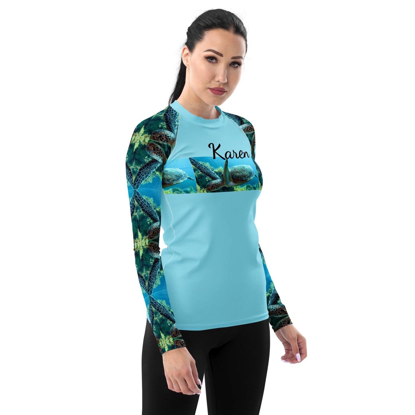 Rahsguard - Women's Rash Guard Turtle Design No. 3
