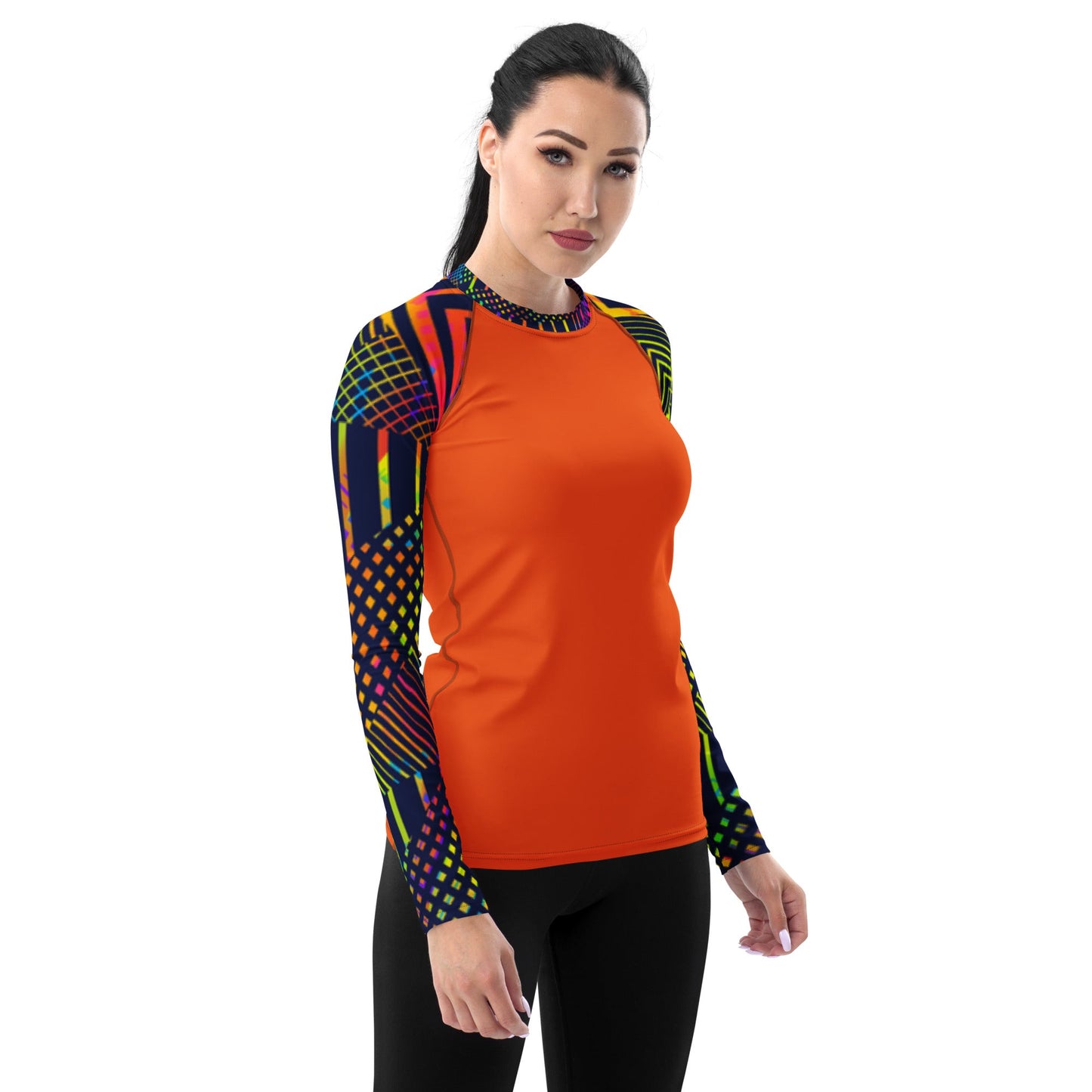 Rashguard - Women's Rash Guard Orange with edgy colorful sleeves