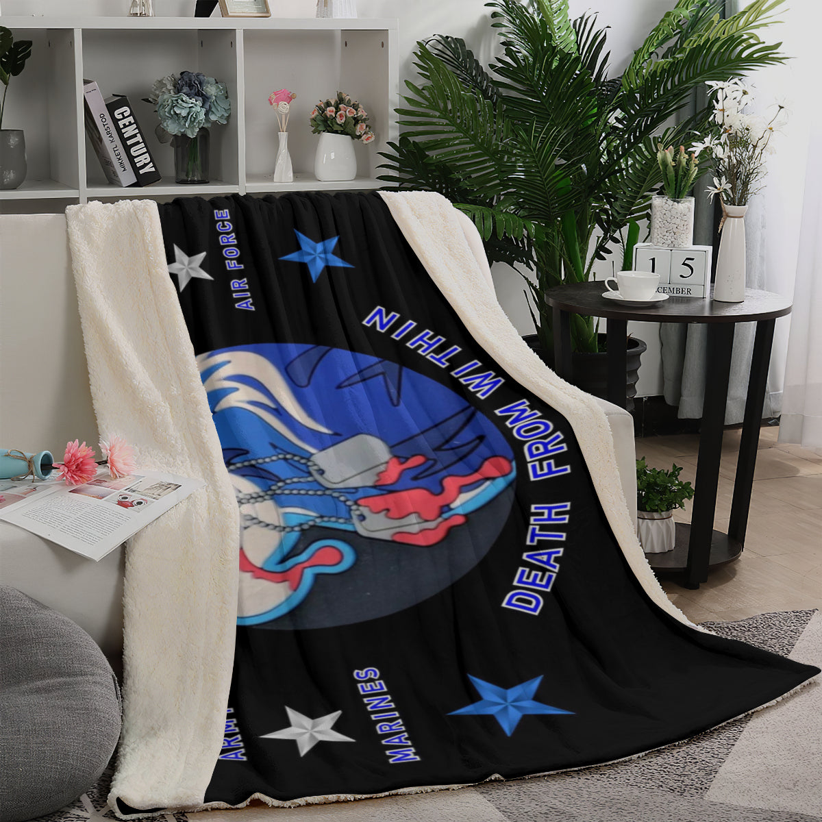 Panama Canal Zone Veterans - Blue Falcon Sherpa Type Cozy Blanket