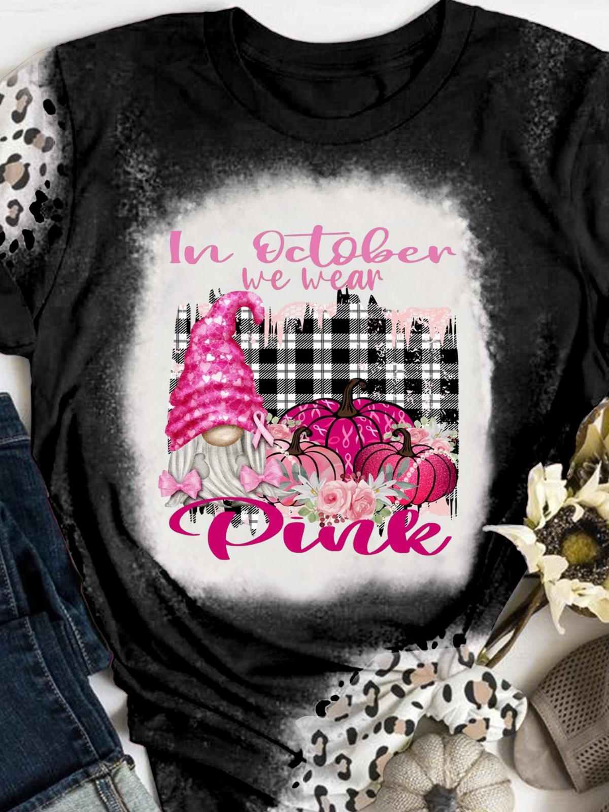 In October We Wear Pink Leopard Tie Dye T-shirt