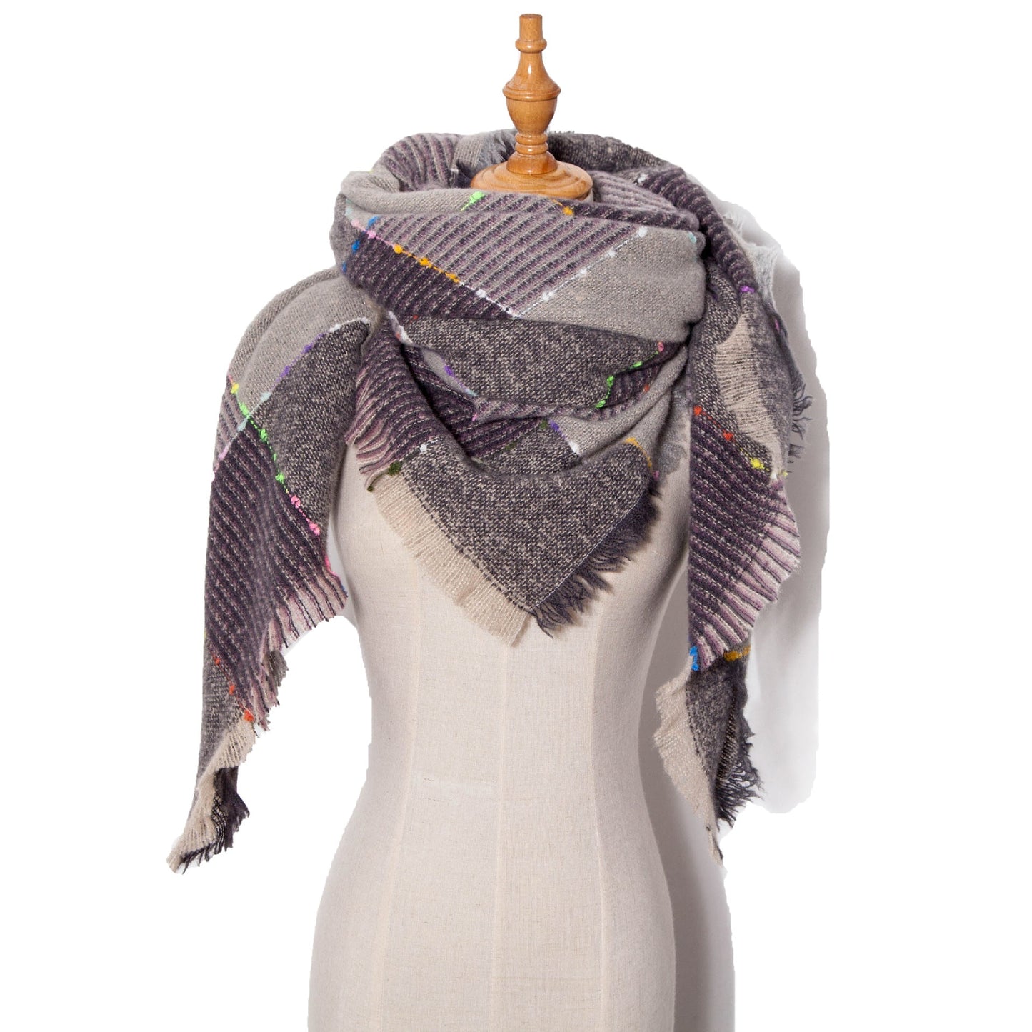 Women’s Neck Scarf - Autumn And Winter Ribbon Large Plaid Triangle Scarf Women's Shawl