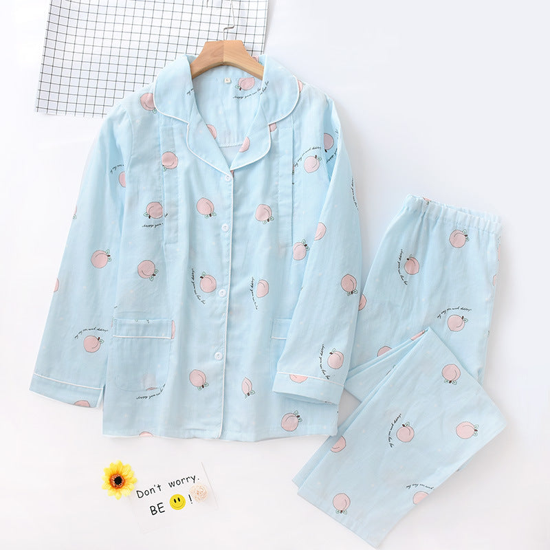 Women’s Pajamas - Spring And Autumn Pure Cotton Gauze Thin and comfortable PJs