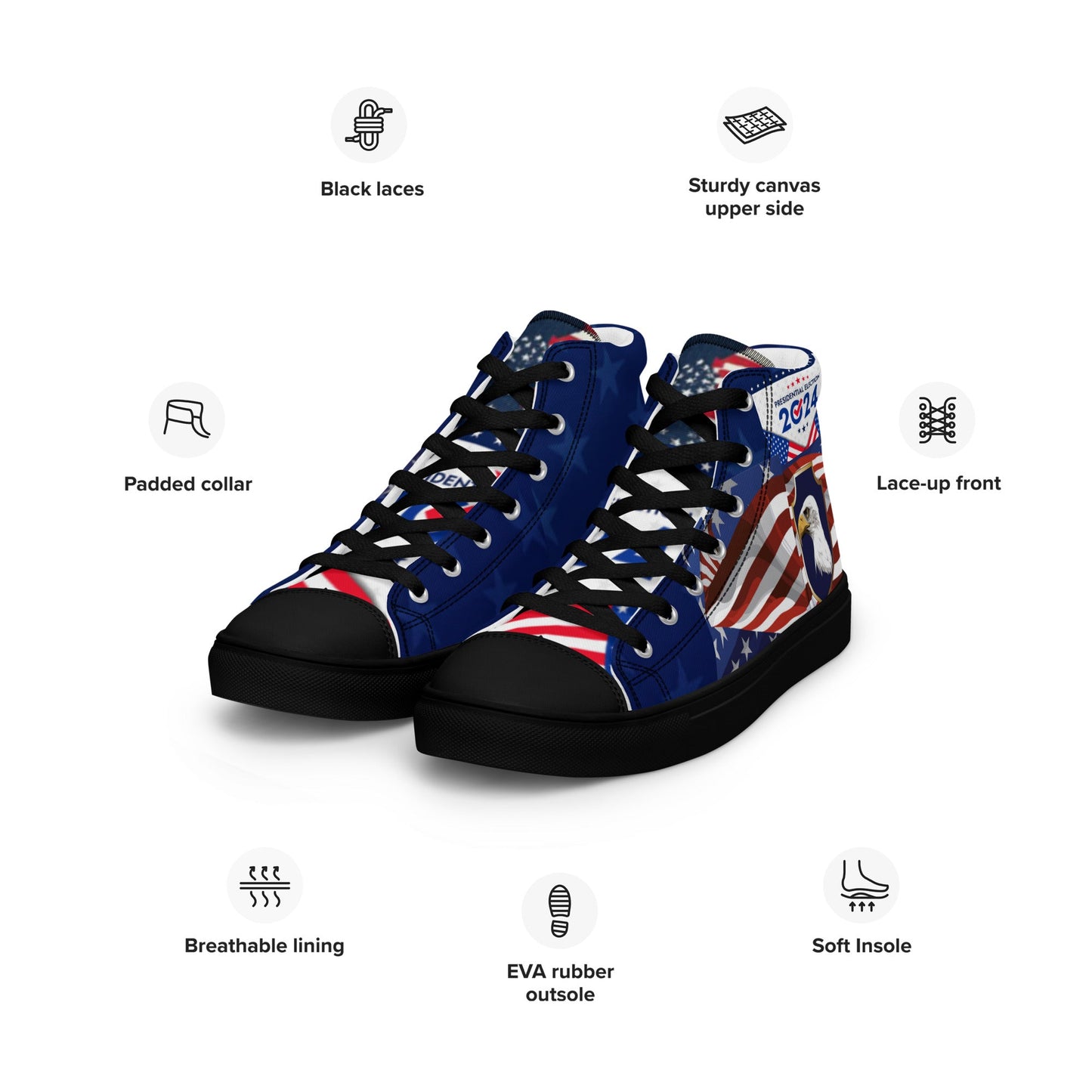 Men’s high top Patriotic 2024 Electioncanvas shoes