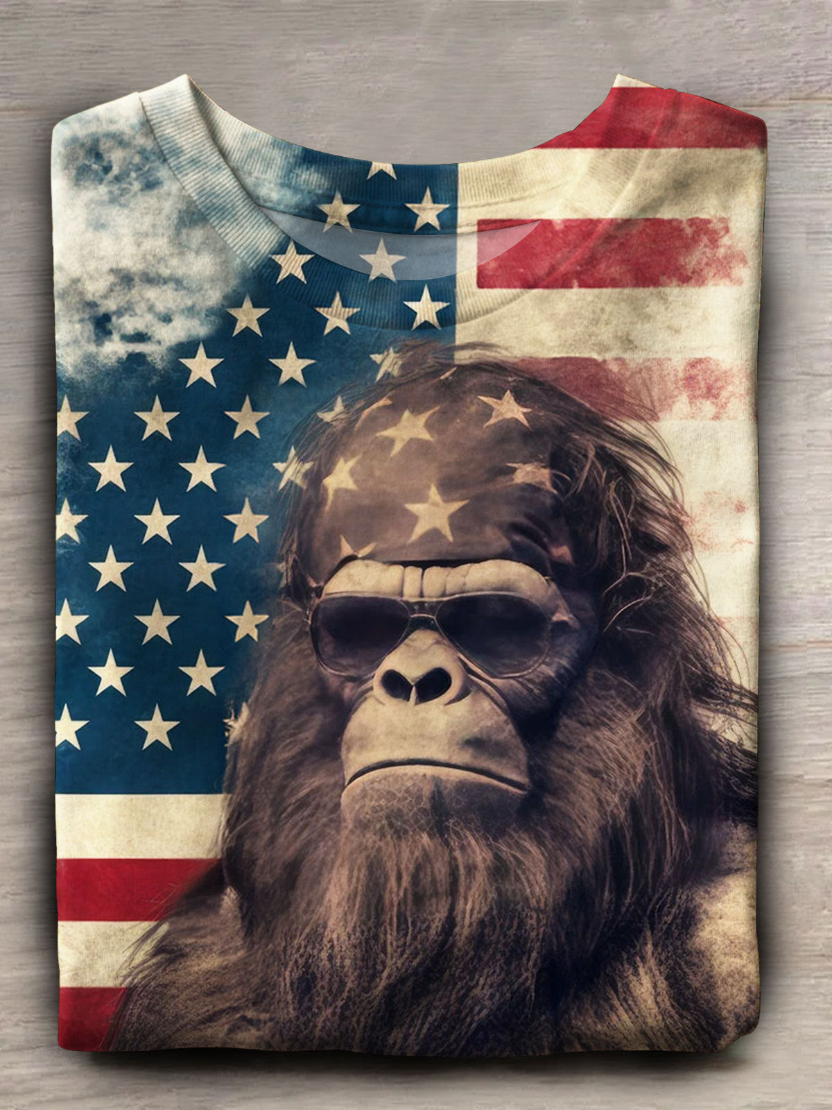 American Flag Animal Print Short Sleeve Top