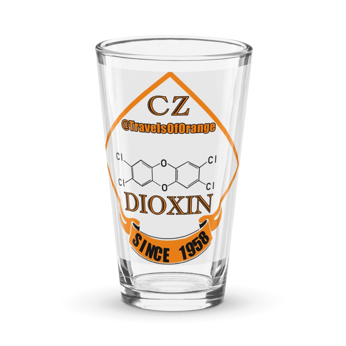 Panama Canal Zone veteran - Shaker pint glass Dioxin design - 16 oz